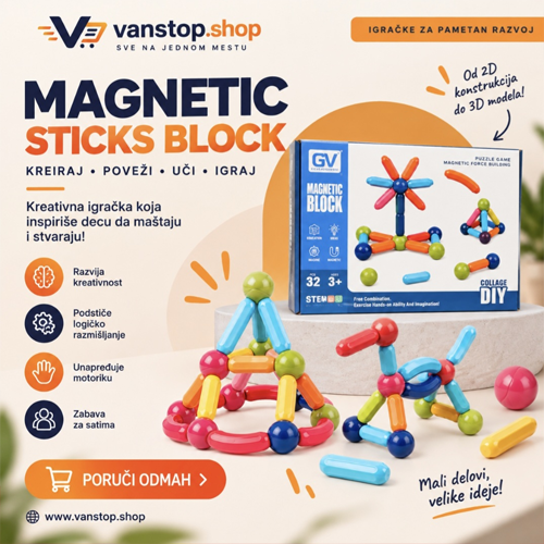 Magnetni set štapića i kuglica - 32 dela - Slika 3