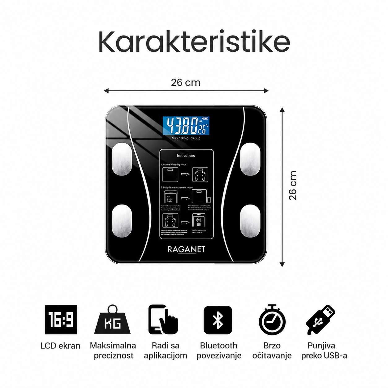 Digitalna pametna vaga za merenje težine - Slika 3
